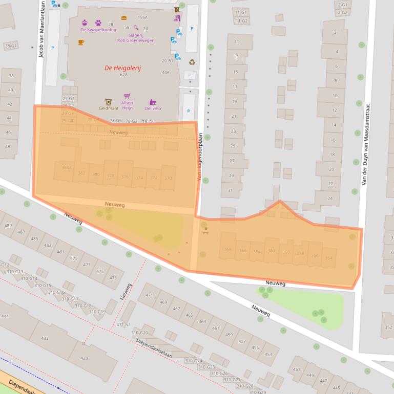 Kaart van postcodegebied 1215JJ.