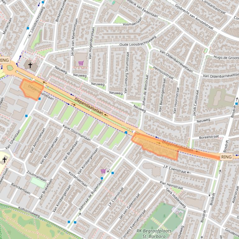 Kaart van postcodegebied 1215KG.