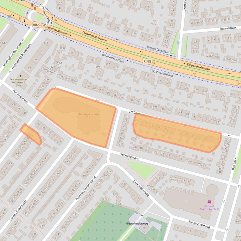 Kaart van postcodegebied 1215KN.