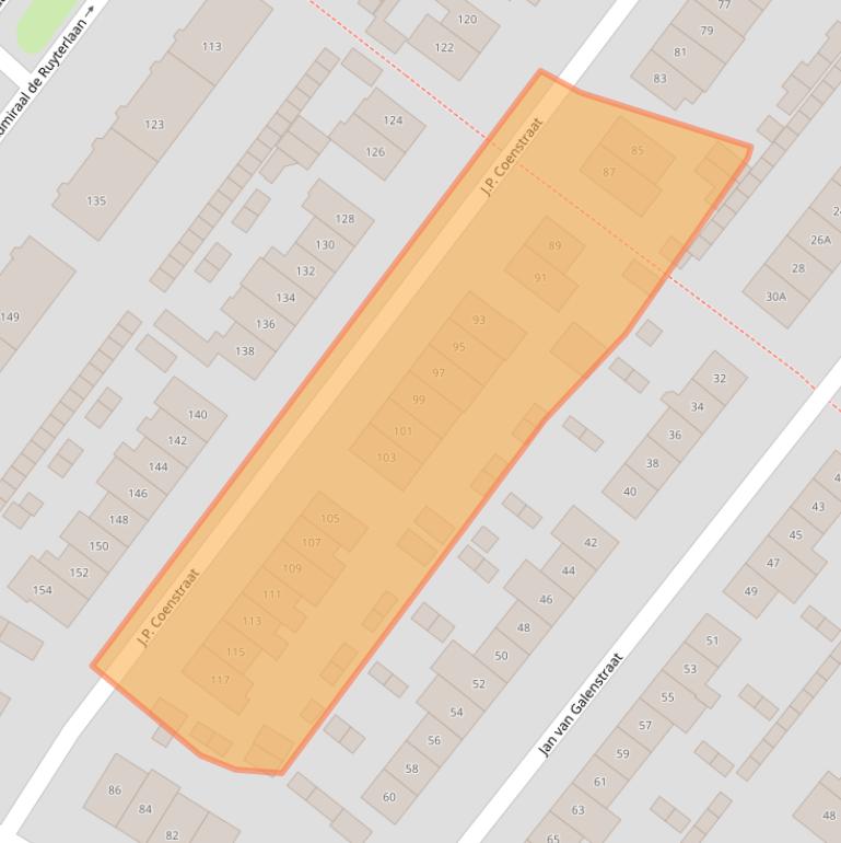 Kaart van postcodegebied 1215KR.