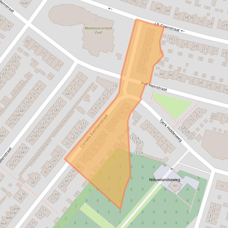 Kaart van postcodegebied 1215LJ.