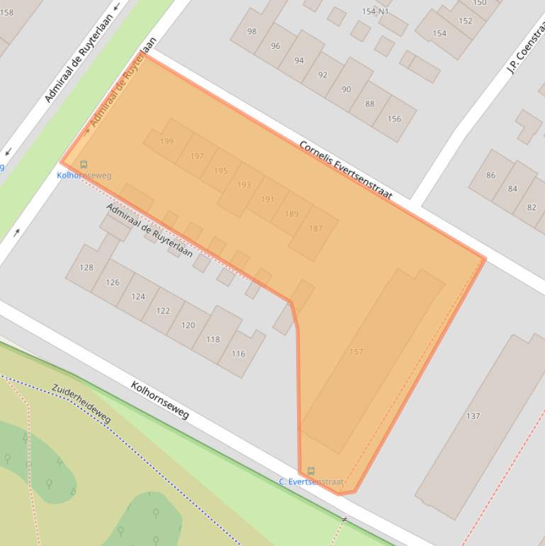 Kaart van postcodegebied 1215LP.