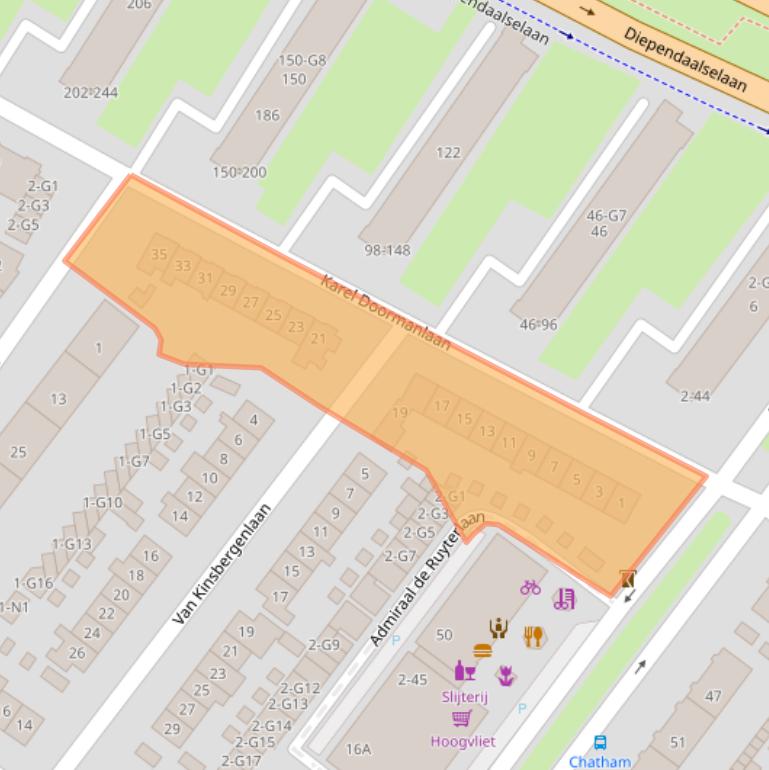 Kaart van postcodegebied 1215NJ.