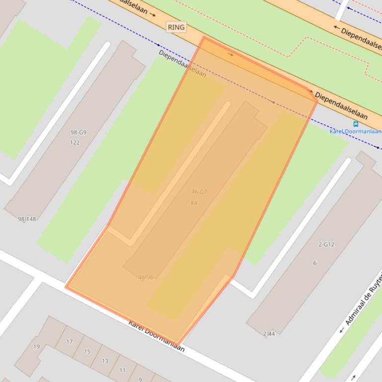 Kaart van postcodegebied 1215NP.