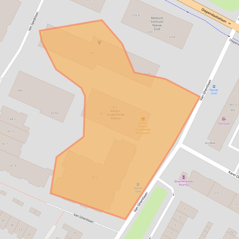 Kaart van postcodegebied 1215PP.