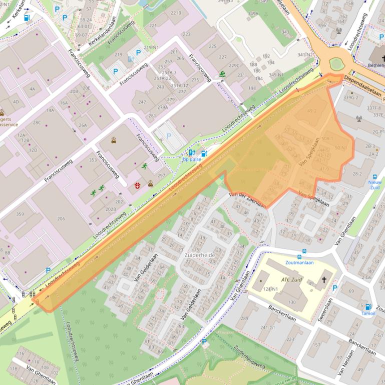 Kaart van postcodegebied 1215SE.