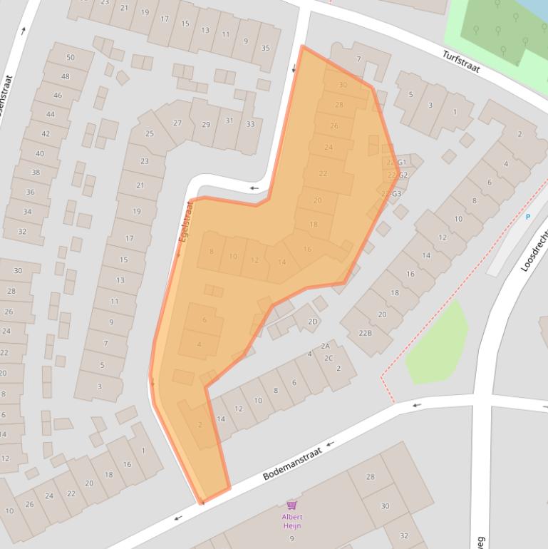 Kaart van postcodegebied 1216AB.