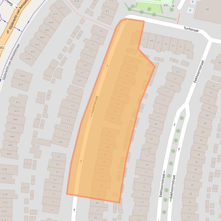 Kaart van postcodegebied 1216AZ.