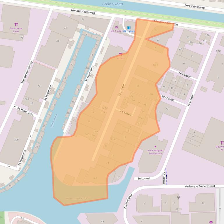 Kaart van postcodegebied 1216BC.