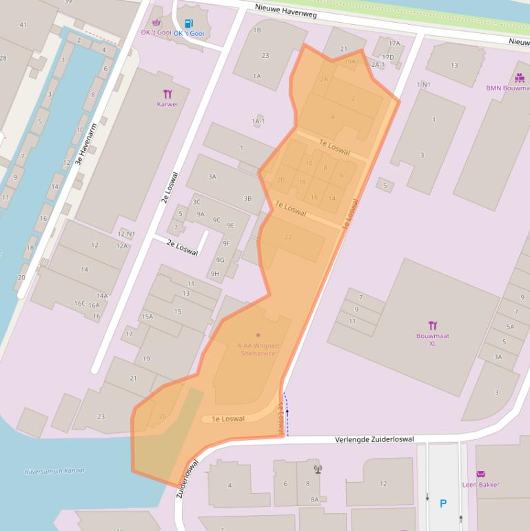 Kaart van postcodegebied 1216BE.