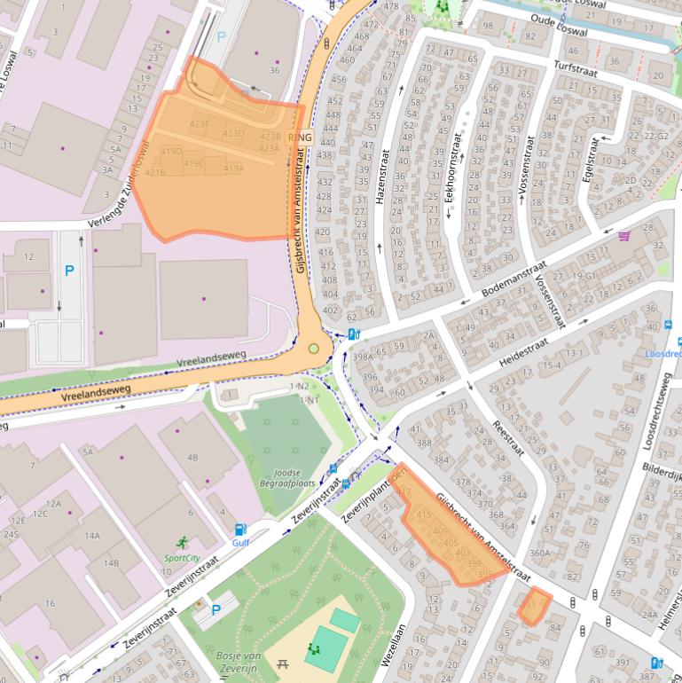 Kaart van postcodegebied 1216CA.