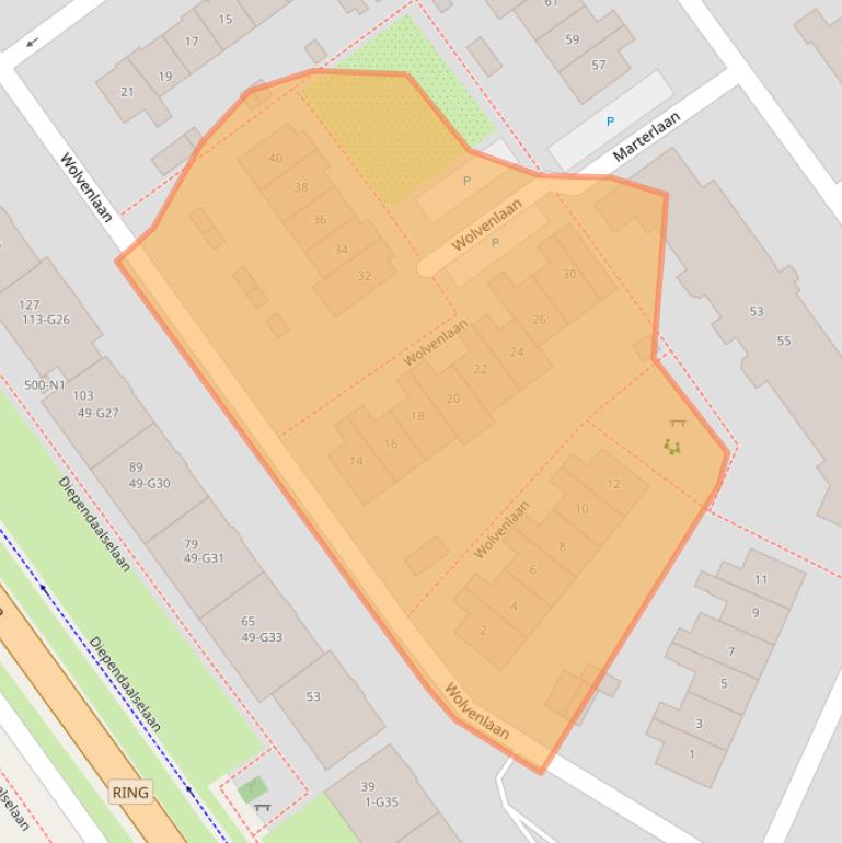 Kaart van postcodegebied 1216DA.