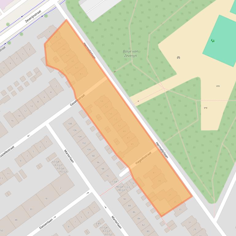 Kaart van postcodegebied 1216EC.