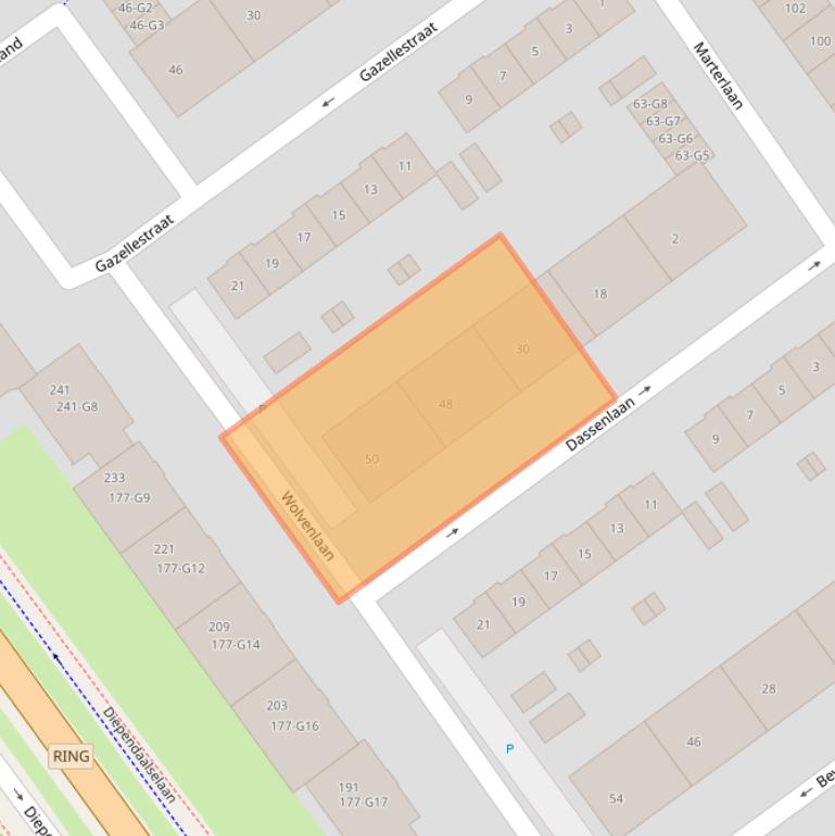 Kaart van postcodegebied 1216EL.