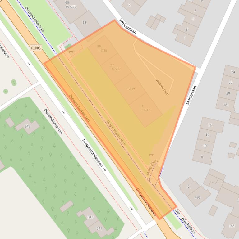 Kaart van postcodegebied 1216EM.