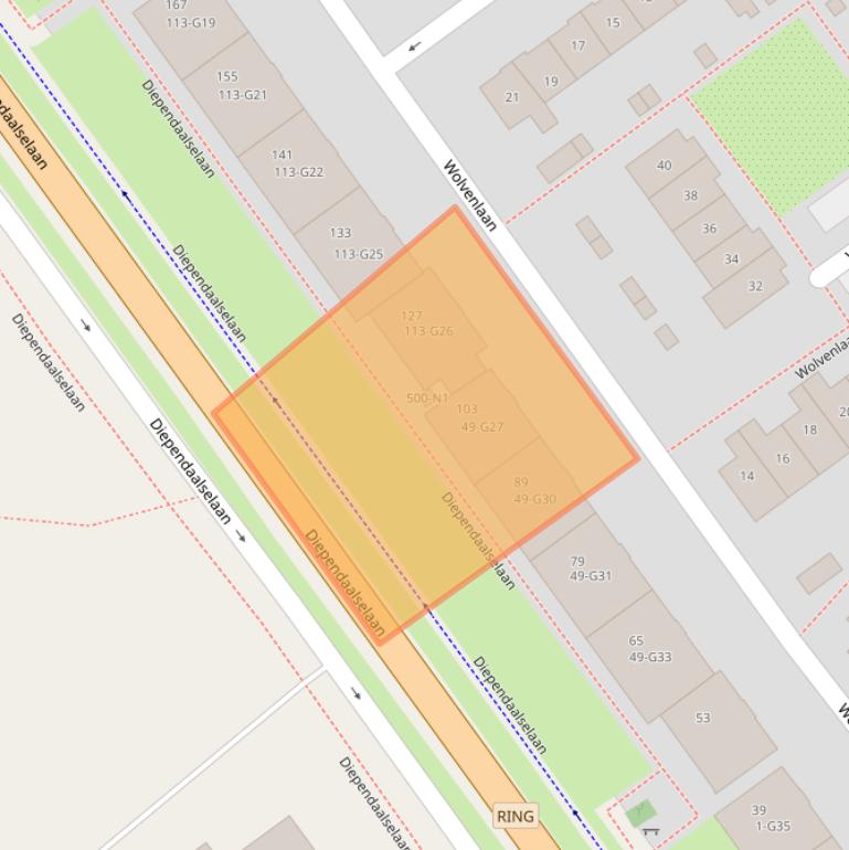 Kaart van postcodegebied 1216EP.