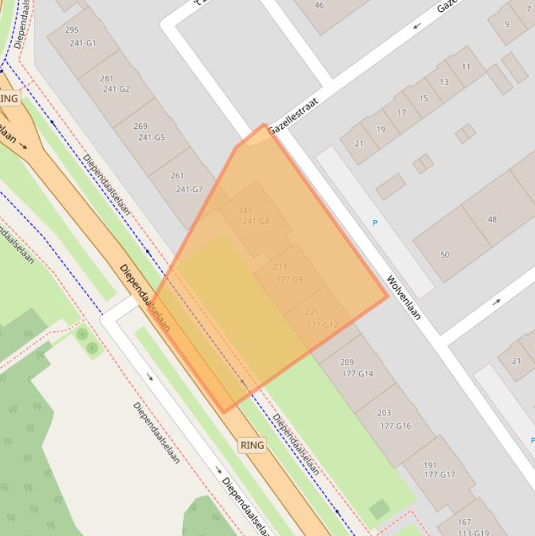 Kaart van postcodegebied 1216ET.