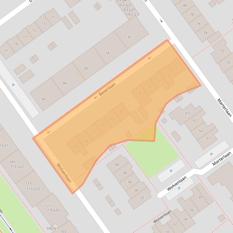 Kaart van postcodegebied 1216GB.