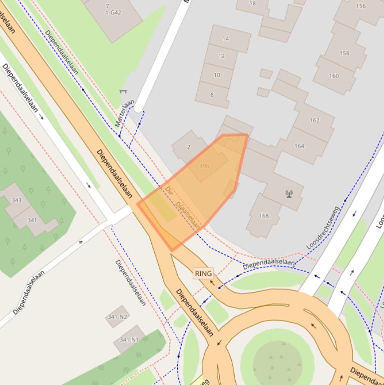 Kaart van postcodegebied 1216GG.