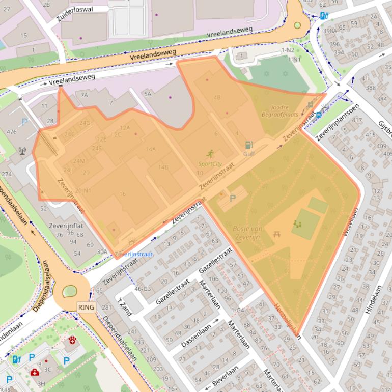 Kaart van postcodegebied 1216GK.