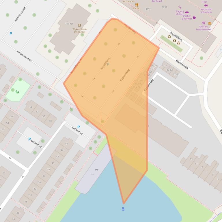 Kaart van postcodegebied 1216HS.