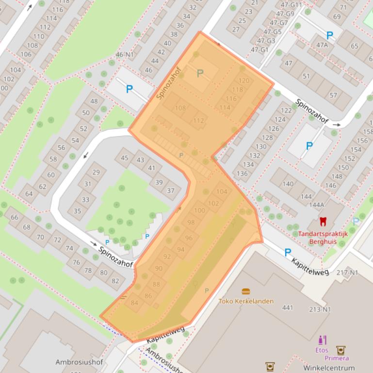 Kaart van postcodegebied 1216JZ.