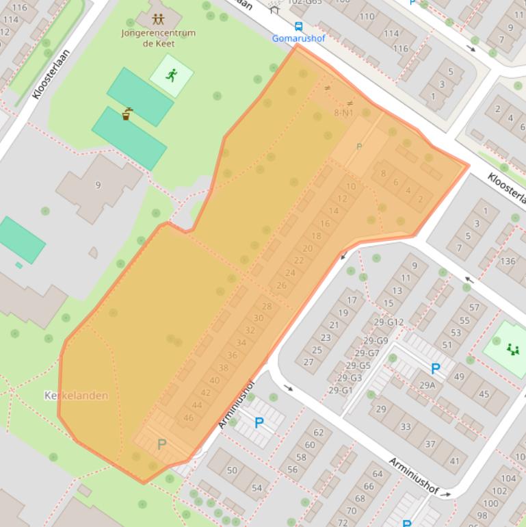 Kaart van postcodegebied 1216KE.