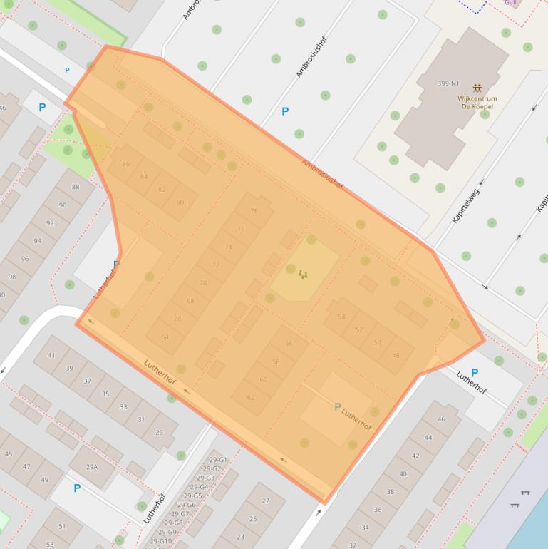 Kaart van postcodegebied 1216KT.