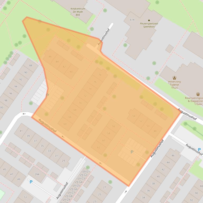 Kaart van postcodegebied 1216LG.