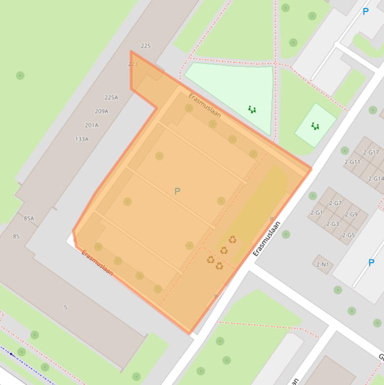 Kaart van postcodegebied 1216LZ.