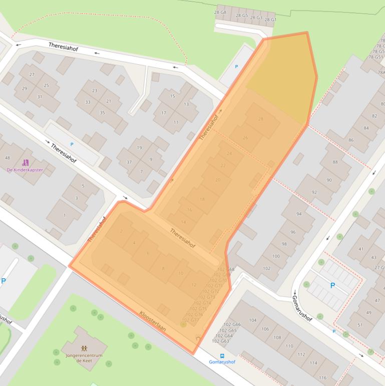 Kaart van postcodegebied 1216MJ.