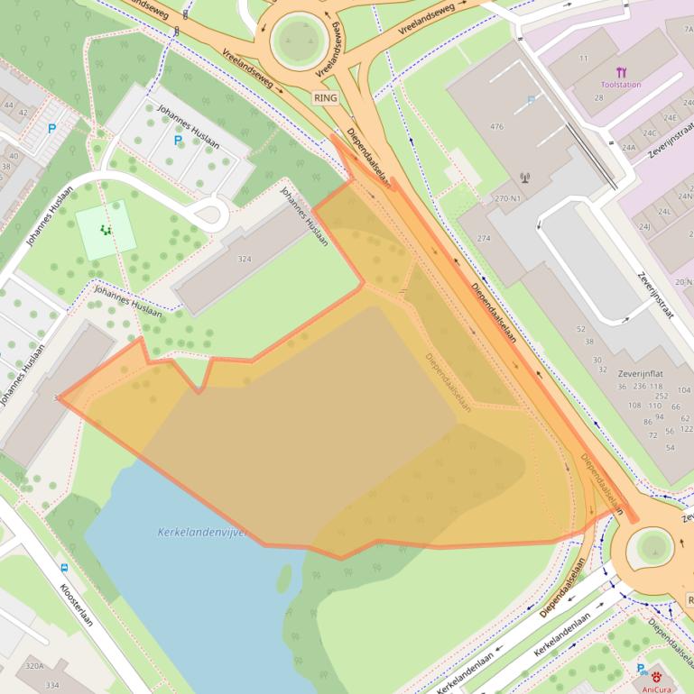 Kaart van postcodegebied 1216RC.