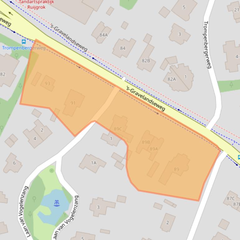 Kaart van postcodegebied 1217EL.