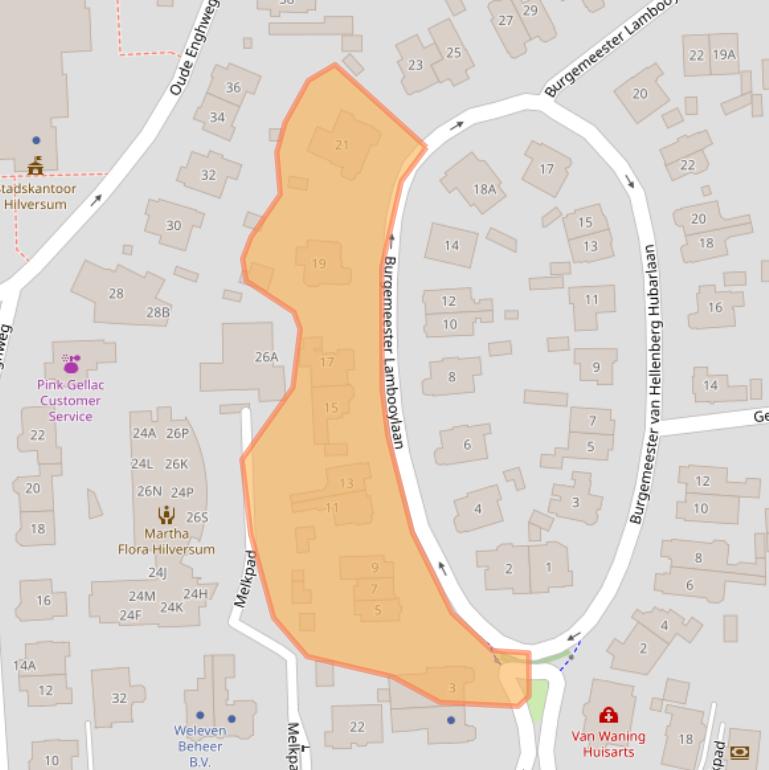 Kaart van postcodegebied 1217LB.