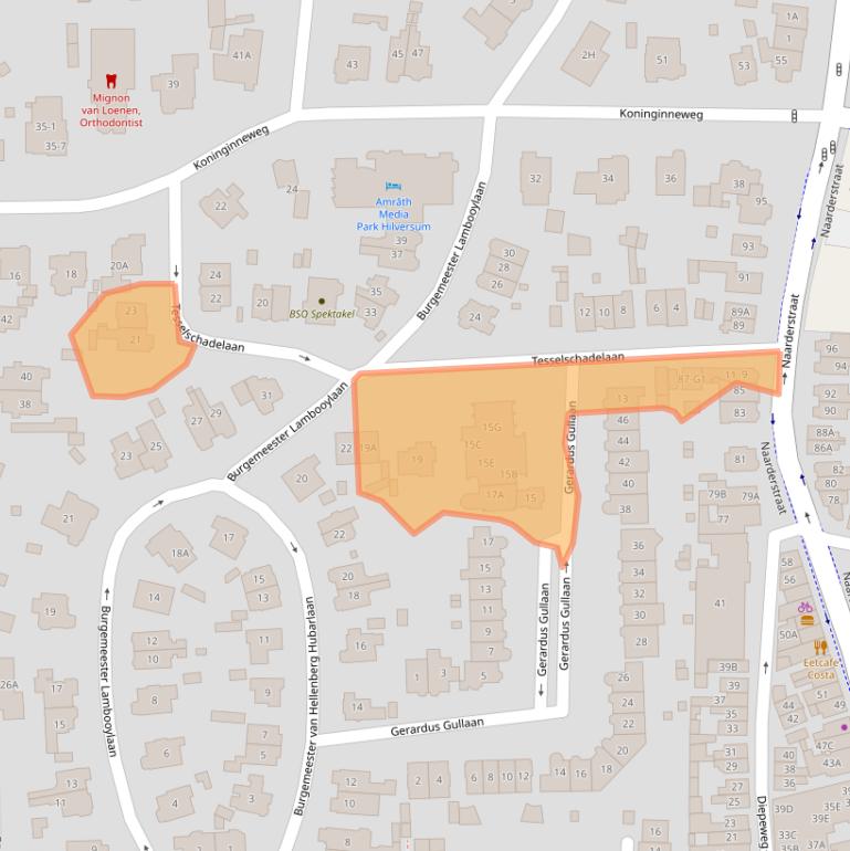 Kaart van postcodegebied 1217LG.