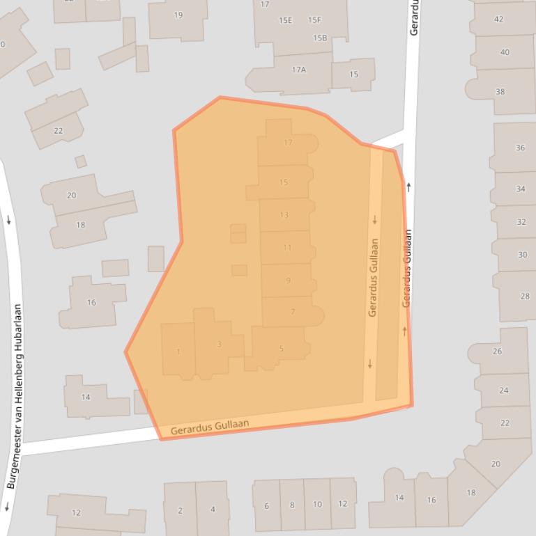 Kaart van postcodegebied 1217LM.