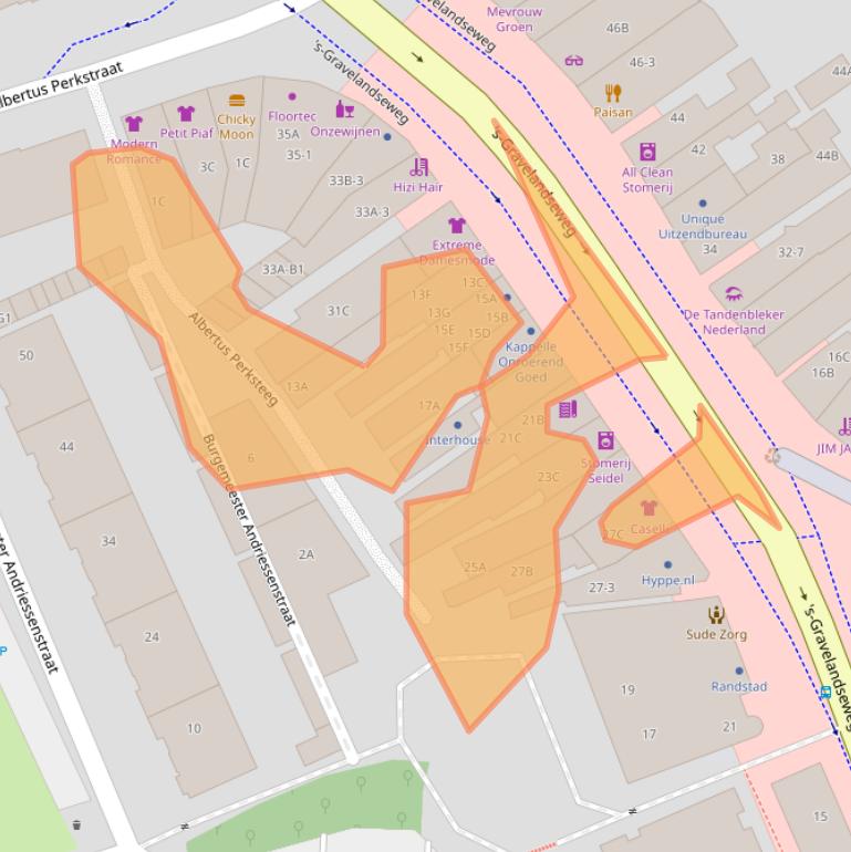 Kaart van postcodegebied 1217MA.