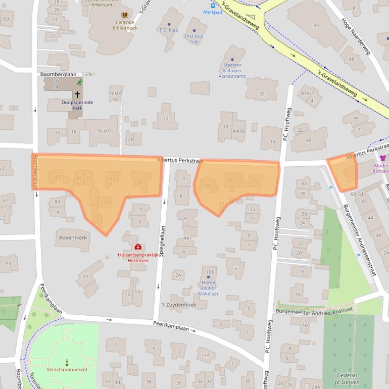 Kaart van postcodegebied 1217NL.