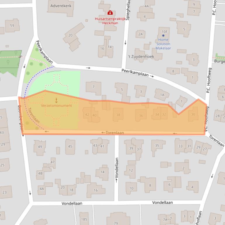 Kaart van postcodegebied 1217RW.