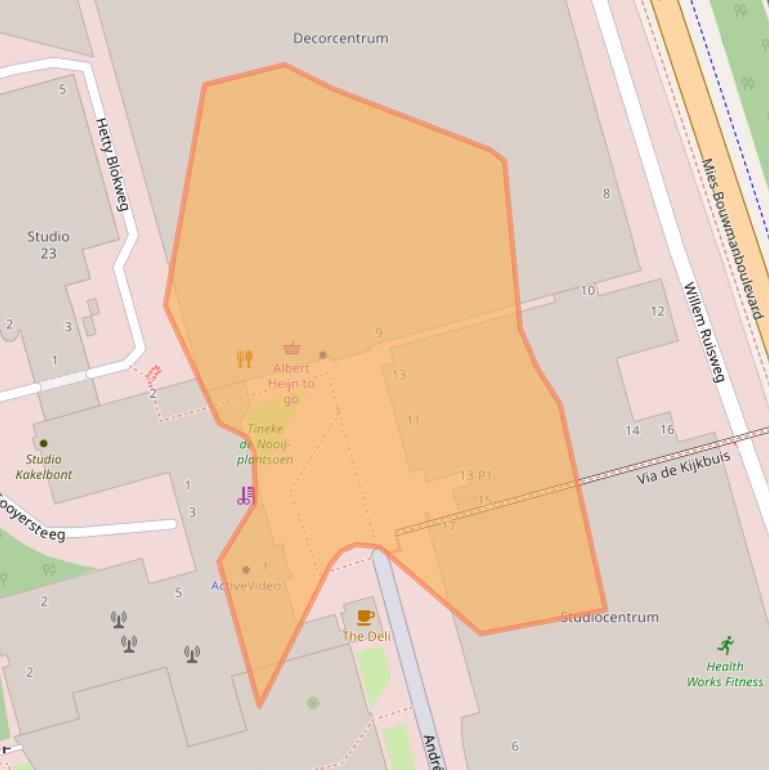 Kaart van postcodegebied 1217WJ.