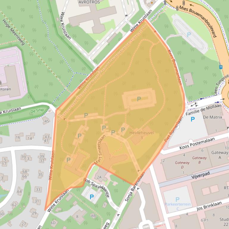 Kaart van postcodegebied 1217ZE.