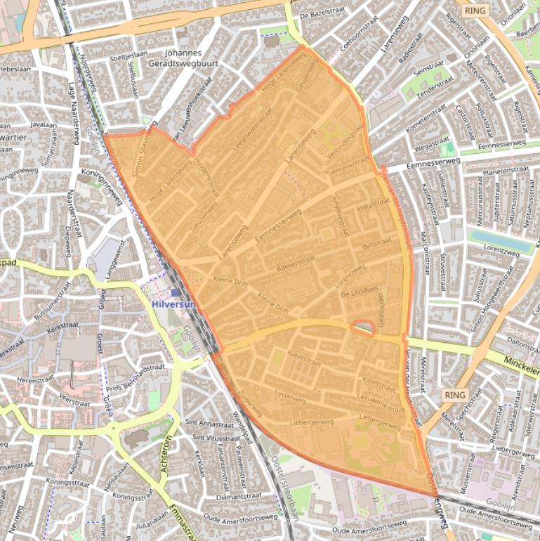 Kaart van postcodegebied 1221.