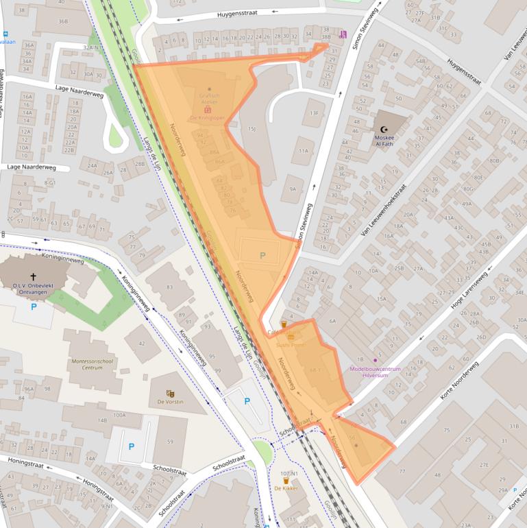 Kaart van postcodegebied 1221AB.