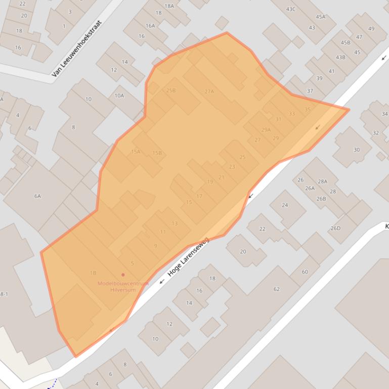 Kaart van postcodegebied 1221AJ.