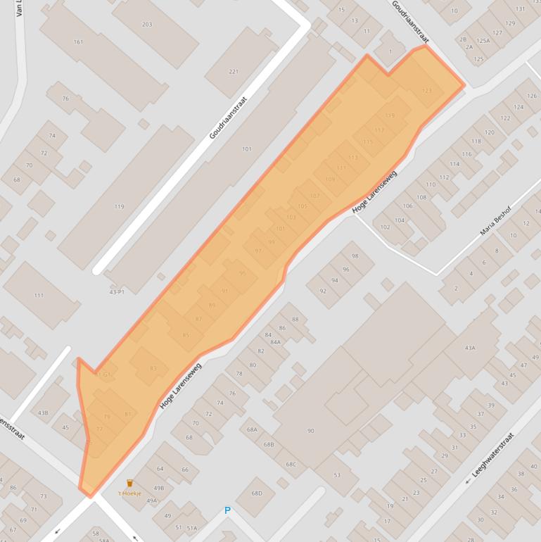 Kaart van postcodegebied 1221AL.