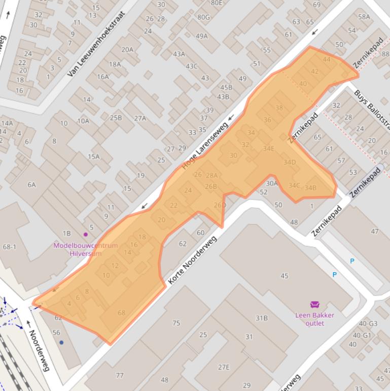 Kaart van postcodegebied 1221AR.