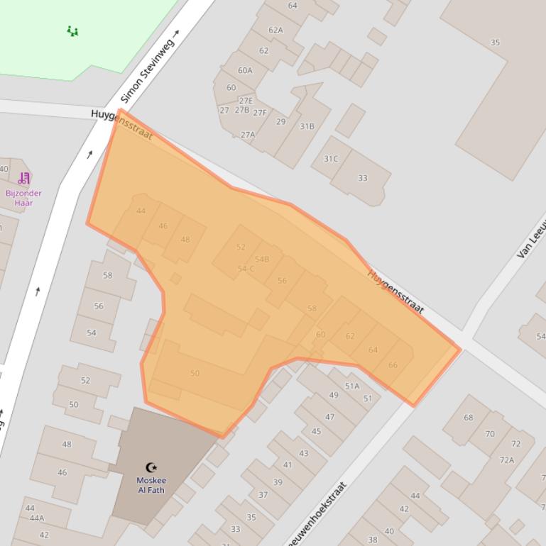 Kaart van postcodegebied 1221AZ.