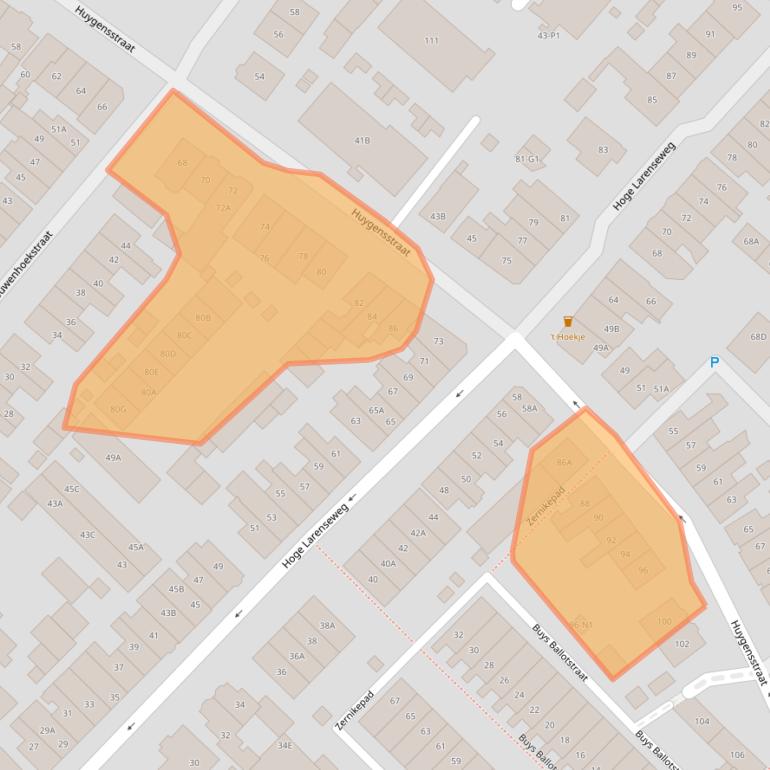 Kaart van postcodegebied 1221BA.