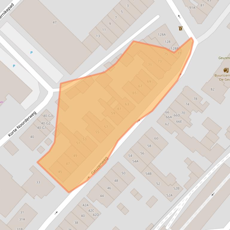 Kaart van postcodegebied 1221BL.