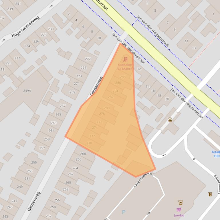 Kaart van postcodegebied 1221CB.